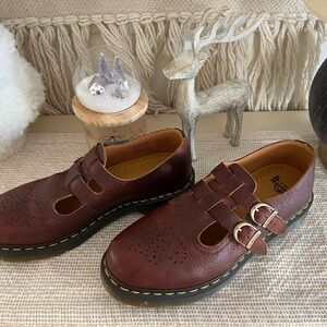 Women’s Doc Martens red/burgundy/maroon Mary Jane  Shoes with Buckle Straps